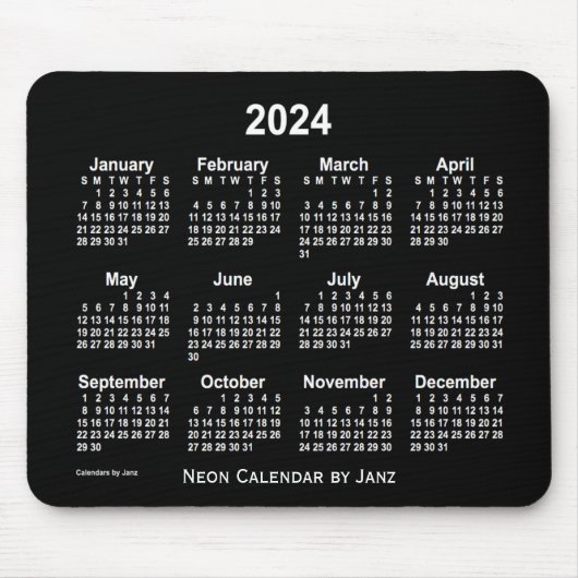 Neon White Calendar von Janz 2024 Mousepad (Vorne)