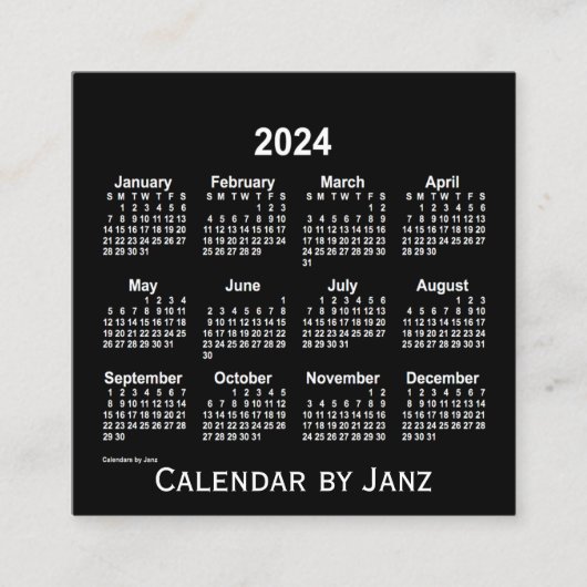 Neon White Calendar von Janz 2024 Quadratische Visitenkarte (Vorderseite)