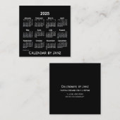 Neon White Calendar von Janz 2025 Quadratische Visitenkarte (Vorne/Hinten)