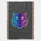 Neon White Tiger – Glowing Cyberpunk Wildlife Art Decke (Vorderseite Vertikal)