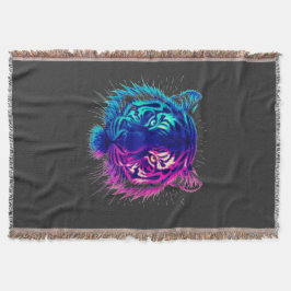 Neon White Tiger – Glowing Cyberpunk Wildlife Art Decke