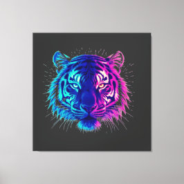 Neon White Tiger – Glowing Cyberpunk Wildlife Art Leinwanddruck
