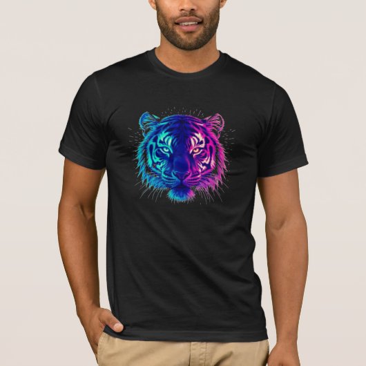 Neon White Tiger – Glowing Cyberpunk Wildlife Art T-Shirt (Vorderseite)
