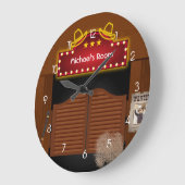 Neon Wild West Cowboy Große Wanduhr (Winkel)