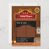 Neon Wild West Cowboy themed Graduation Party Invi Einladung (Vorderseite)