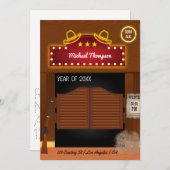 Neon Wild West Cowboy themed Graduation Party Invi Einladung (Vorne/Hinten)