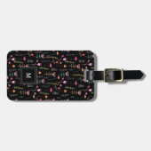 Neon Wildblumen auf Schwarz, Gepäckanhänger (Vorderseite horizontal)