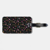 Neon Wildblumen auf Schwarz, Gepäckanhänger (Rückseite horizontal)
