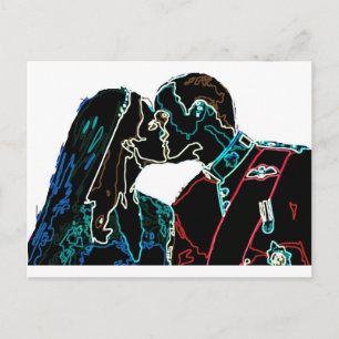 Neon Will und Kate Postkarte