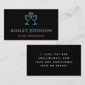 Neon Wine Cocktail Brillen Event Barkeeper Black Visitenkarte (Vorne/Hinten)