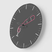 Neon Wine Pouring Große Wanduhr (Winkel)