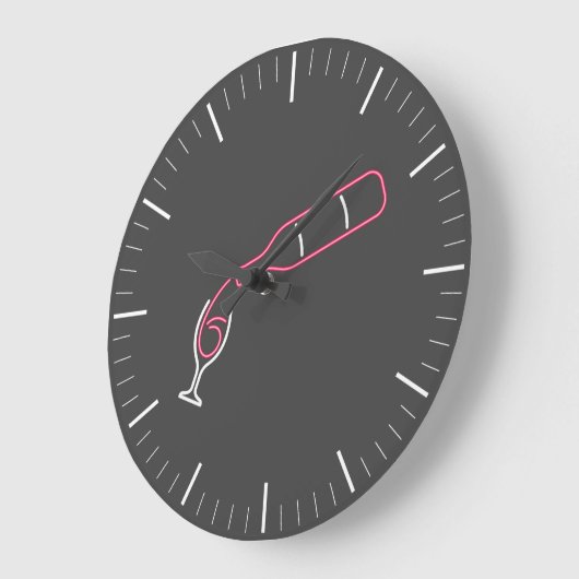Neon Wine Pouring Große Wanduhr (Winkel)