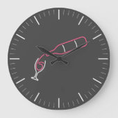Neon Wine Pouring Große Wanduhr (Vorderseite)