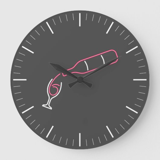 Neon Wine Pouring Große Wanduhr (Vorderseite)