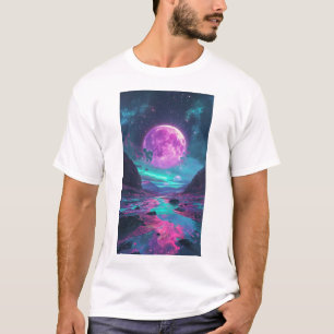 Neon Winter Nature Trippy Moose Graphic T - Shirt
