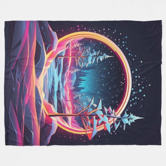 Neon Winter Wunderland Fleecedecke (Vorderseite (Horizontal))