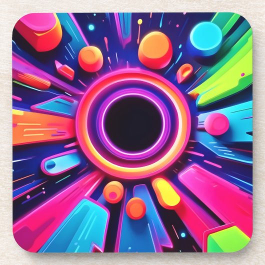 Neon-Wirbel-Abstraktes Weltraum-Kunstwerk Getränkeuntersetzer (Vorderseite)