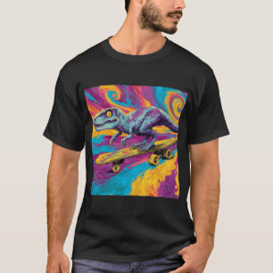 Neon-Wirbel-Dino-Skater T-Shirt