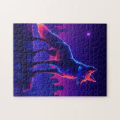 Neon Wolf Above the City Puzzle (Horizontal)