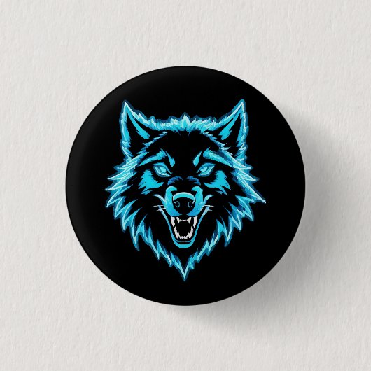 Neon Wolf Button (Vorderseite)