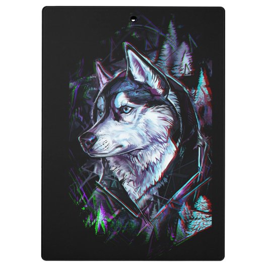 Neon Wolf Clipboard Klemmbrett (Rückseite)