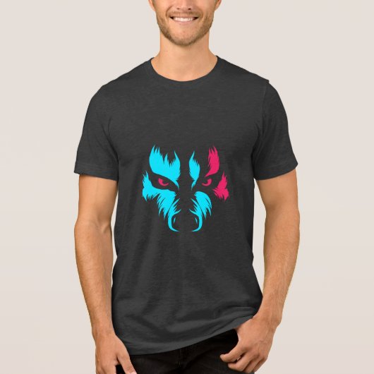 Neon Wolf Face Graphic Tri-Blend Shirt (Vorderseite)