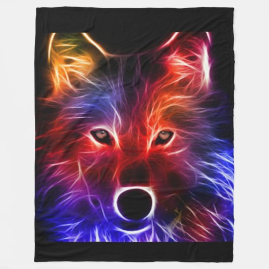 NEON WOLF FLEECEDECKE (Vorderseite)