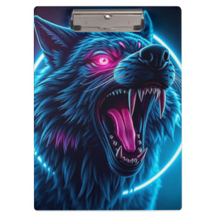 Neon-Wolf-Horror-Glowaugen-Dunkle-Fantasy-Tier  Klemmbrett