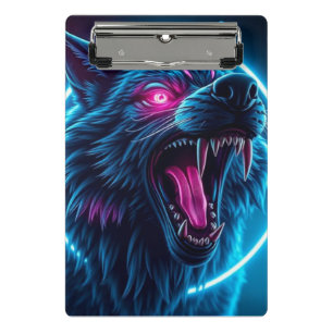Neon-Wolf-Horror-Glowaugen-Dunkle-Fantasy-Tier  Mini Klemmbrett
