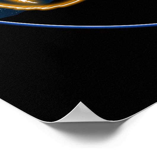 Neon Wolf Howls am Mond Poster (Ecke)