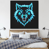 Neon Wolf Leinwanddruck (Insitu (Schlafzimmer))