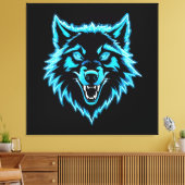 Neon Wolf Leinwanddruck (Insitu (Wohnzimmer))