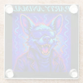 Neon Wolf Party Animal – Farbige Retro-Grafik Glasuntersetzer (Rückseite)