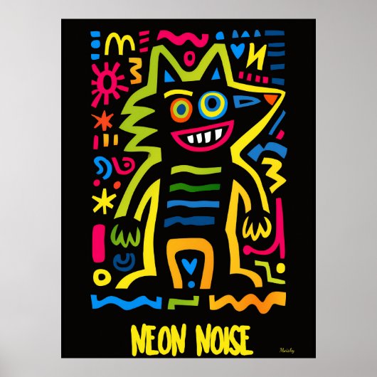 Neon Wolf Poster - Pop Art Halloween Design (Vorne)