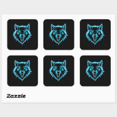 Neon Wolf Quadratischer Aufkleber (Blatt)