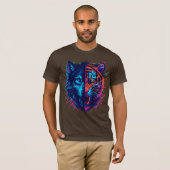 Neon Wolf Tiger Split Art T-Shirt (Vorne ganz)