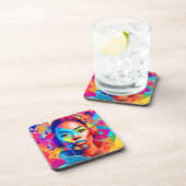 Neon Woman Dreams Digitale Kunst Getränkeuntersetzer (Rechte Seite)