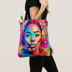 Neon Woman Dreams Digitale Kunst Tasche