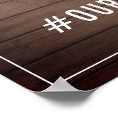 Neon Wood Plank Wedding Hashtag Sign Poster (Ecke)