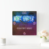 Neon Work Harry Office Staff Room Personalisiert Quadratische Wanduhr (Zuhause)