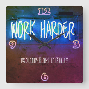 Neon Work Harry Office Staff Room Personalisiert Quadratische Wanduhr
