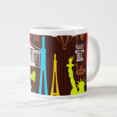 Neon World Travel Pattern Jumbo-Tasse (Vorderseite Rechts)