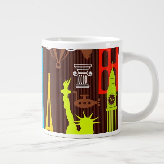 Neon World Travel Pattern Jumbo-Tasse (Rechts)