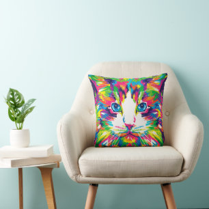 Neon-WPAP-Katzen-Wurfkissen, bunte Pop-Art-Dekorat Kissen