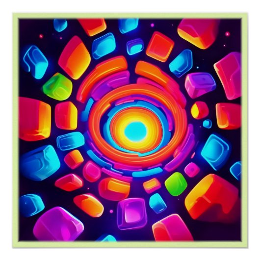 Neon-Würfel-Vortex-Kunst Poster (Vorderseite)