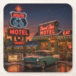 Neon-Wüsten-Motel-Feiertags-Happy-Hour Rechteckiger Pappuntersetzer