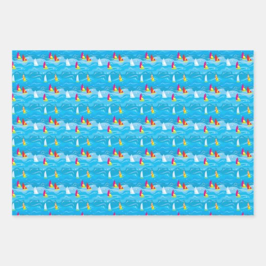 Neon Yacht Pattern Geschenkpapier Set (Vorderseite 2)