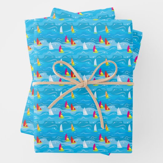 Neon Yacht Pattern Geschenkpapier Set (Beispiel)