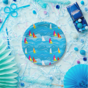 Neon Yacht Pattern Pappteller