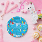 Neon Yacht Pattern Pappteller (Party)